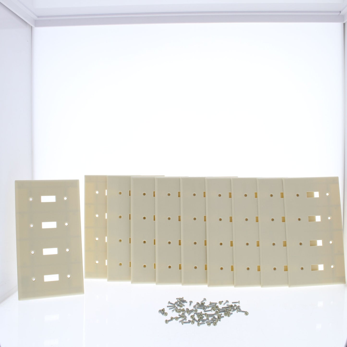 Leviton 86012 Ivory 4-Gang Toggle Switch Plastic Standard Wallplate Covers 10pcs