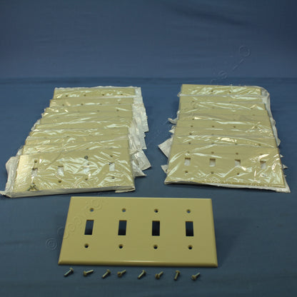 Leviton 86012 Ivory 4-Gang Toggle Switch Plastic Standard Wallplate Covers 20pcs