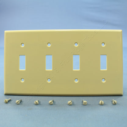 Leviton 86012 Ivory 4-Gang Toggle Switch Plastic Standard Wallplate Covers 20pcs