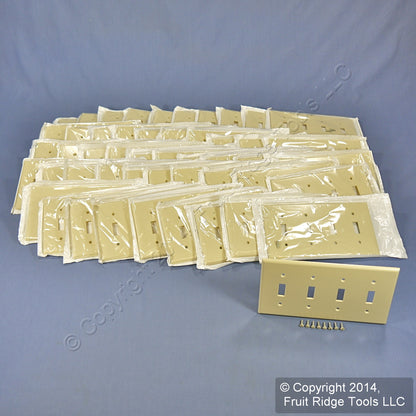 Leviton 86012 Ivory 4-Gang Toggle Switch Plastic Standard Wallplate Covers 50pcs