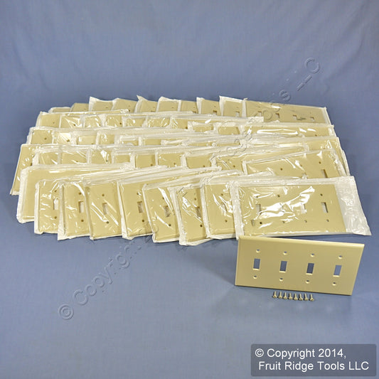 Leviton 86012 Ivory 4-Gang Toggle Switch Plastic Standard Wallplate Covers 50pcs