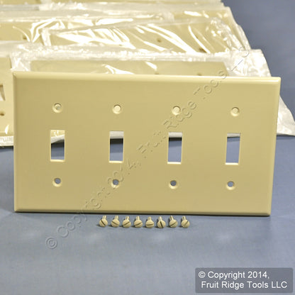 Leviton 86012 Ivory 4-Gang Toggle Switch Plastic Standard Wallplate Covers 50pcs