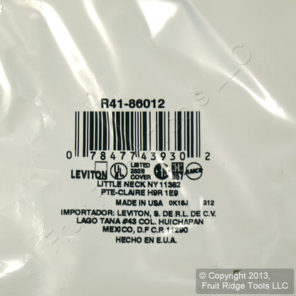 Leviton 86012 Ivory 4-Gang Toggle Switch Plastic Standard Wallplate Cover Plate