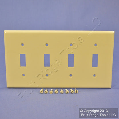 Leviton 86012 Ivory 4-Gang Toggle Switch Plastic Standard Wallplate Cover Plate