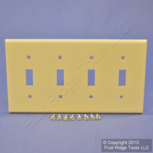 Leviton 86012 Ivory 4-Gang Toggle Switch Plastic Standard Wallplate Cover Plate