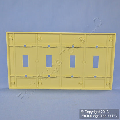 Leviton 86012 Ivory 4-Gang Toggle Switch Plastic Standard Wallplate Cover Plate