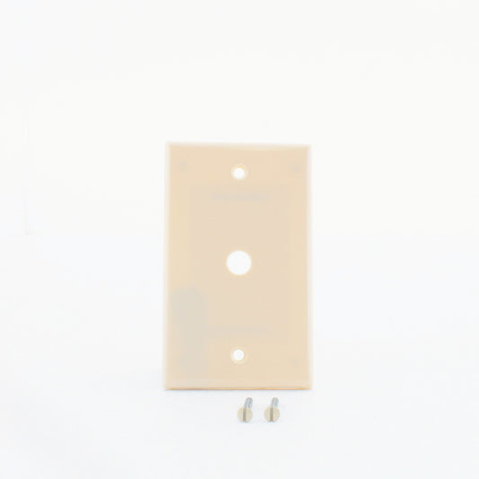 Leviton 86013 Ivory 1-Gang Phone .406" Hole Plastic Wallplate Cover Box Mount
