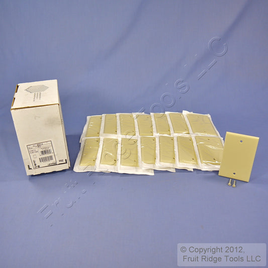 Leviton 86014 Ivory 1-Gang Blank Plastic Standard Wallplate Cover Box Mount 15pc