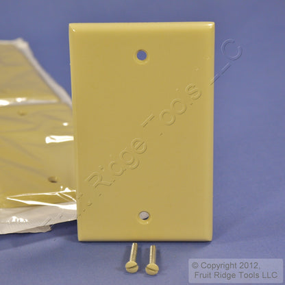 Leviton 86014 Ivory 1-Gang Blank Plastic Standard Wallplate Cover Box Mount 15pc