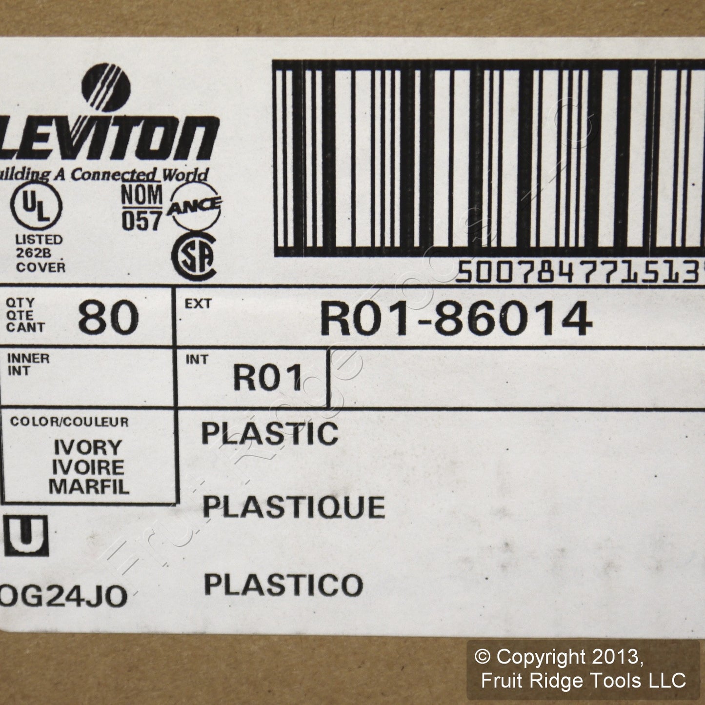 Leviton 86014 Ivory 1-Gang Box Mount Blank Cover Thermoset Wallplates 80-Pack