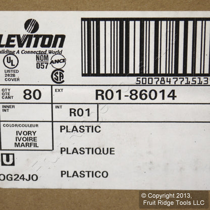 Leviton 86014 Ivory 1-Gang Box Mount Blank Cover Thermoset Wallplates 80-Pack