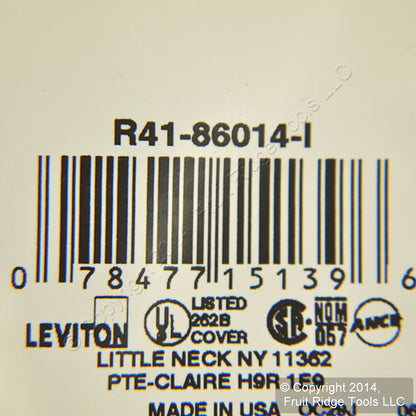 Leviton 86014 Ivory 1-Gang Blank Plastic Standard Size Wallplate Cover Box Mount