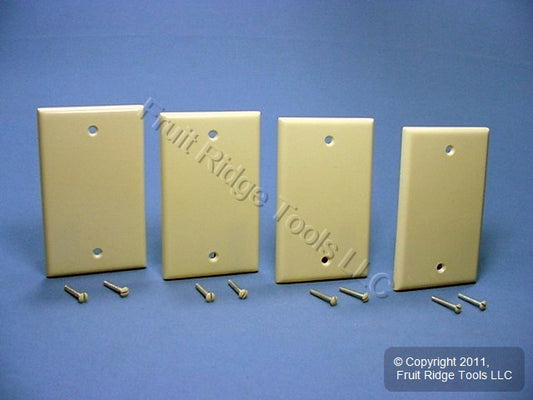Leviton 86014 Ivory 1-Gang Blank Plastic Standard Wallplate Cover Box Mount 4pcs