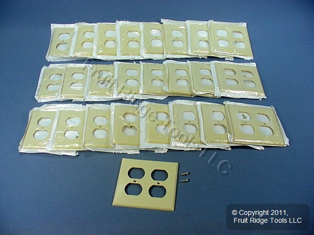 Leviton 86016 Ivory 2-Gang Duplex Outlet Plastic Standard Wallplate Covers 25pcs