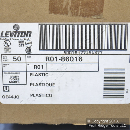 Leviton 86016 Ivory 2-Gang Duplex Outlet Plastic Standard Wallplate Covers 50pcs