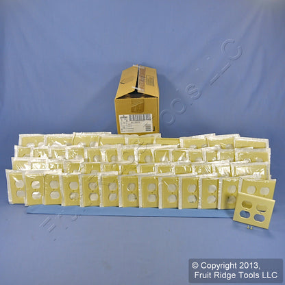 Leviton 86016 Ivory 2-Gang Duplex Outlet Plastic Standard Wallplate Covers 50pcs