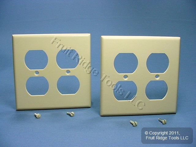 2 Leviton Ivory 2-Gang Outlet Covers Duplex Receptacle Plastic Wallplates 86016