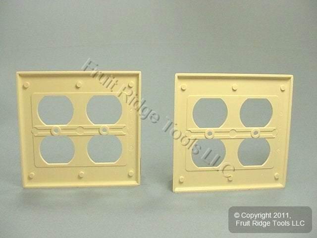 2 Leviton Ivory 2-Gang Outlet Covers Duplex Receptacle Plastic Wallplates 86016