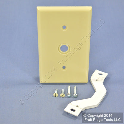 Leviton 86018 Ivory 1-Gang Phone .406" Hole Plastic Wallplate Cover Strap Mount
