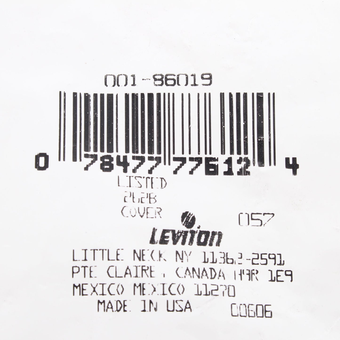 Leviton 86019 Ivory 1-Gang Blank Plastic Standard Wallplate Cover Strap Mount