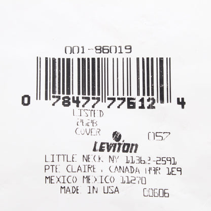 Leviton 86019 Ivory 1-Gang Blank Plastic Standard Wallplate Cover Strap Mount
