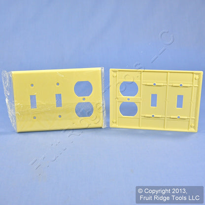 Leviton 86021 Ivory 3-Gang Toggle Duplex Plastic Standard Wallplate Cover 10pcs