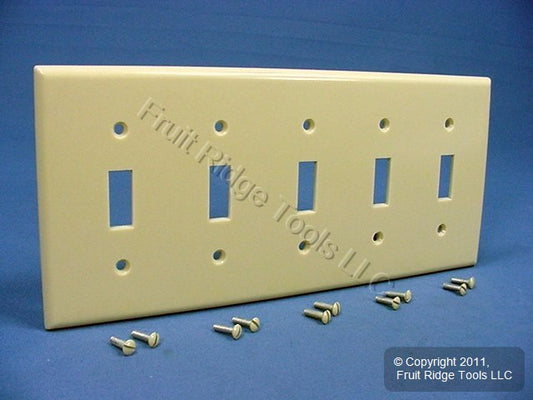 Leviton 86023 Ivory 5-Gang Toggle Light Switch Wallplate Switchplate Cover