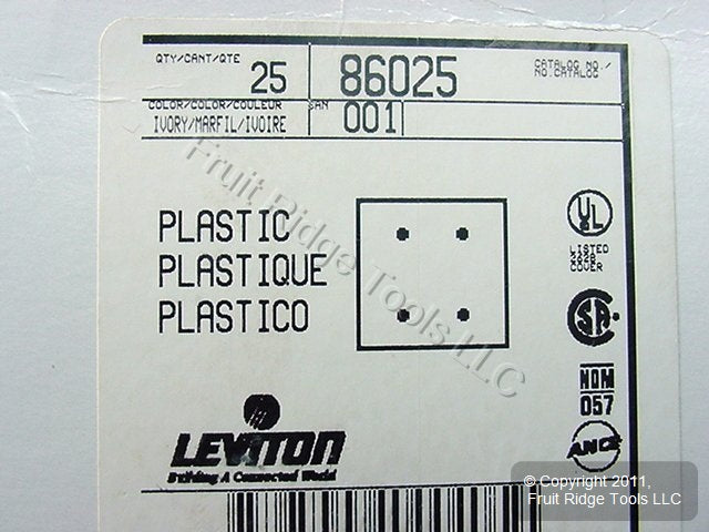 25 Leviton Ivory 2-Gang Residential Blank Cover Plate Wallplates Box Mount 86025