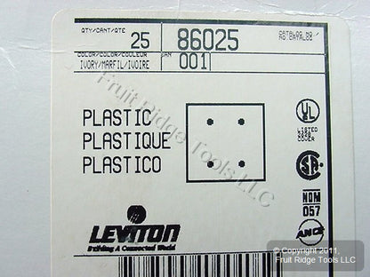 25 Leviton Ivory 2-Gang Residential Blank Cover Plate Wallplates Box Mount 86025
