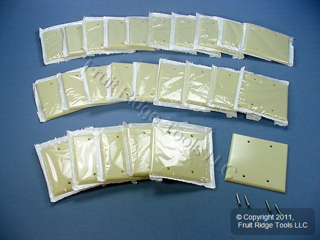 25 Leviton Ivory 2-Gang Residential Blank Cover Plate Wallplates Box Mount 86025