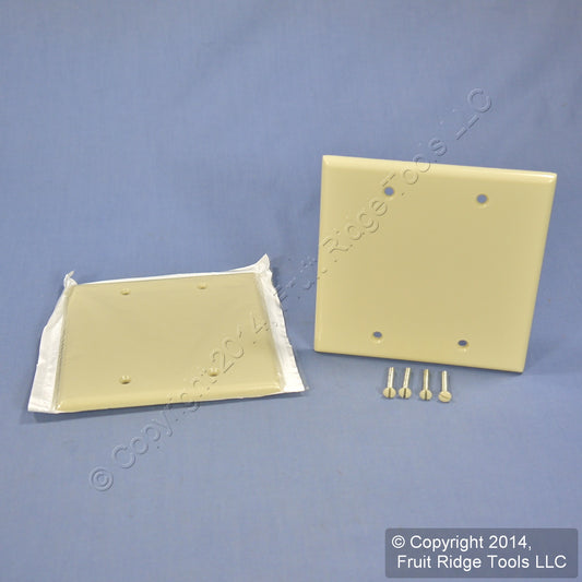 Leviton 86025 Ivory 2-Gang Blank Cover Thermoset Wallplate Box Mount Covers 2pcs