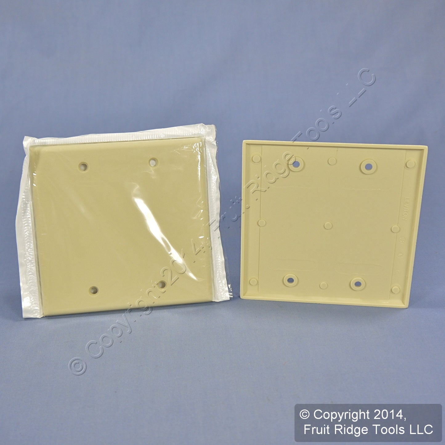 Leviton 86025 Ivory 2-Gang Blank Cover Thermoset Wallplate Box Mount Covers 2pcs