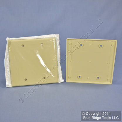 Leviton 86025 Ivory 2-Gang Blank Cover Thermoset Wallplate Box Mount Covers 2pcs