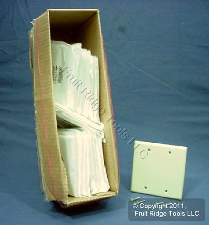 Leviton 86025 Ivory 2-Gang Blank Plastic Standard Wallplate Cover Box Mount 25pc