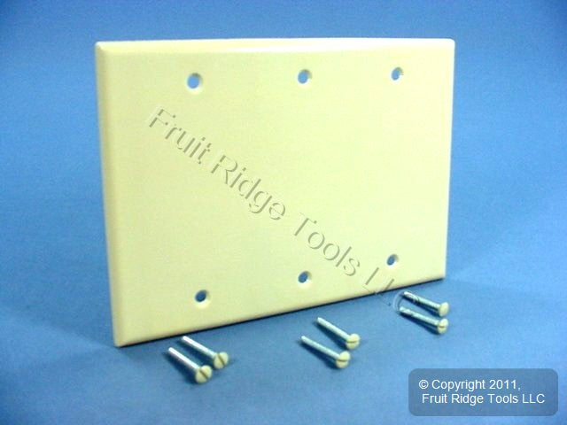 Leviton 86033 Ivory Standard Size 3-Gang Blank Plastic Wallplate Cover Box Mount