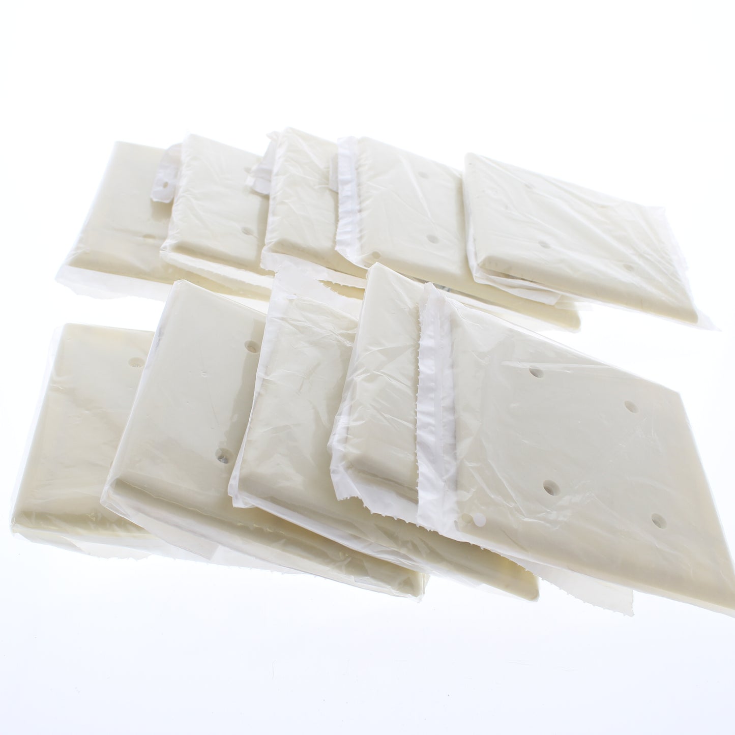 Leviton 86034 Ivory 2-Gang Blank Plastic Wallplate Covers Strap Mount 10-Pack