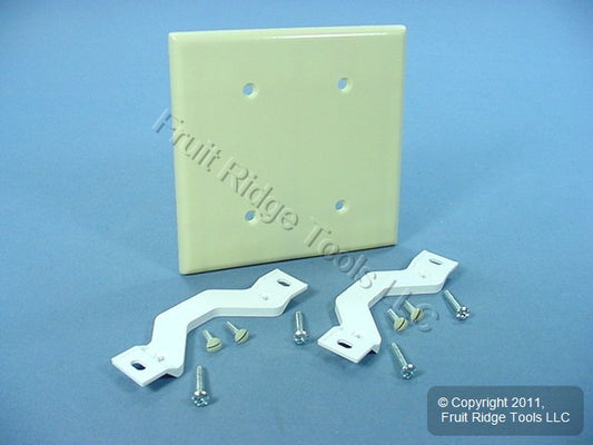 Leviton 86034 Ivory 2-Gang Blank, Plastic Standard Wallplate Cover Strap Mount