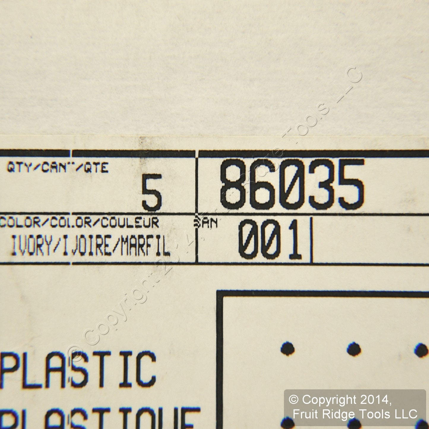 Leviton 86035 Ivory 3-Gang Blank Plastic Wallplate Covers Strap Mount 5-Pack