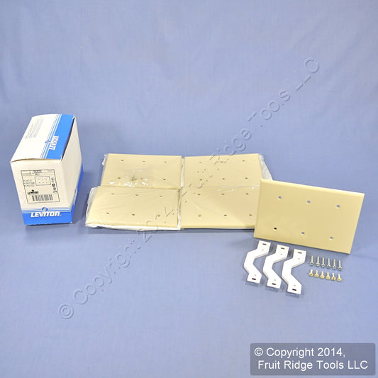 Leviton 86035 Ivory 3-Gang Blank Plastic Wallplate Covers Strap Mount 5-Pack