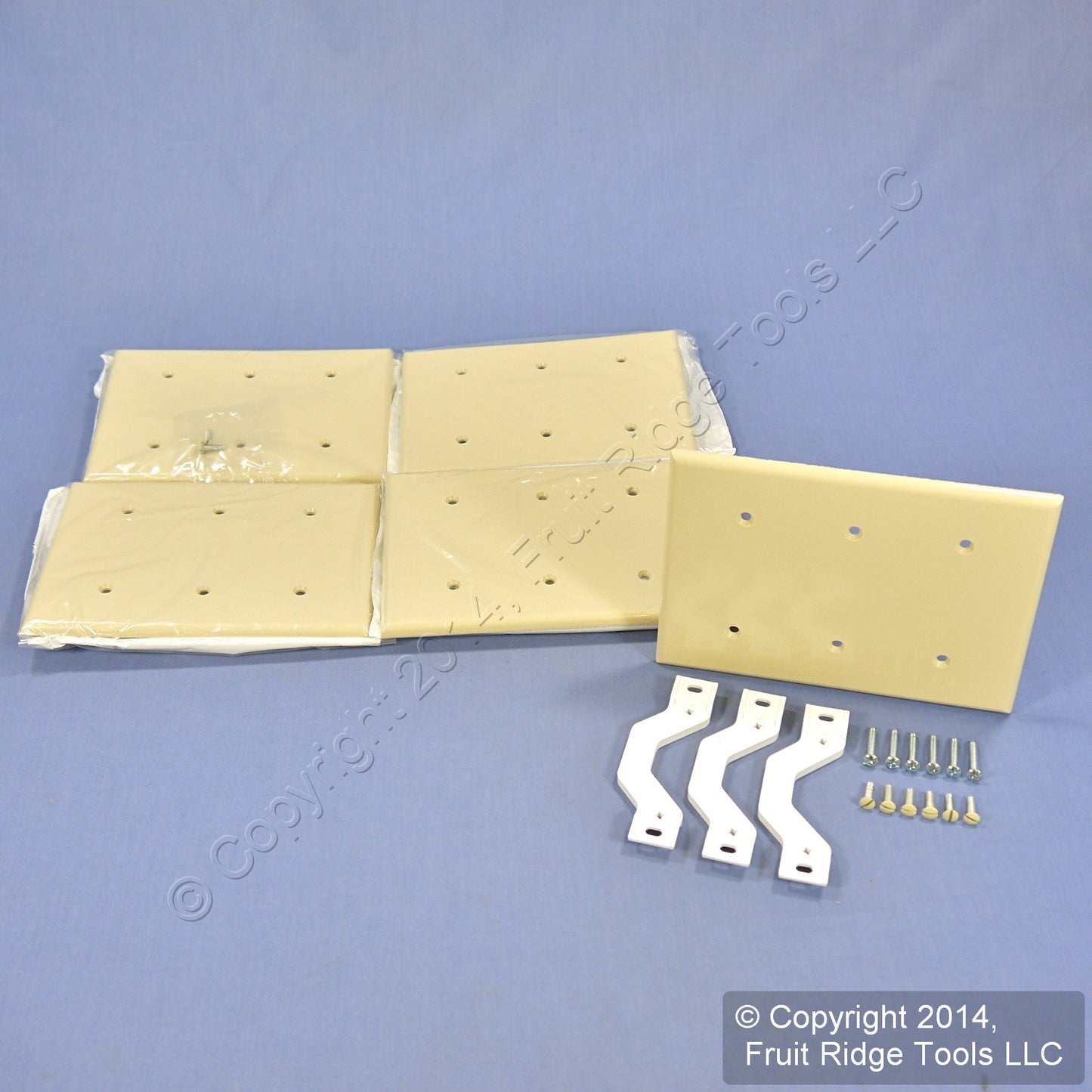 Leviton 86035 Ivory 3-Gang Blank Plastic Wallplate Covers Strap Mount 5-Pack