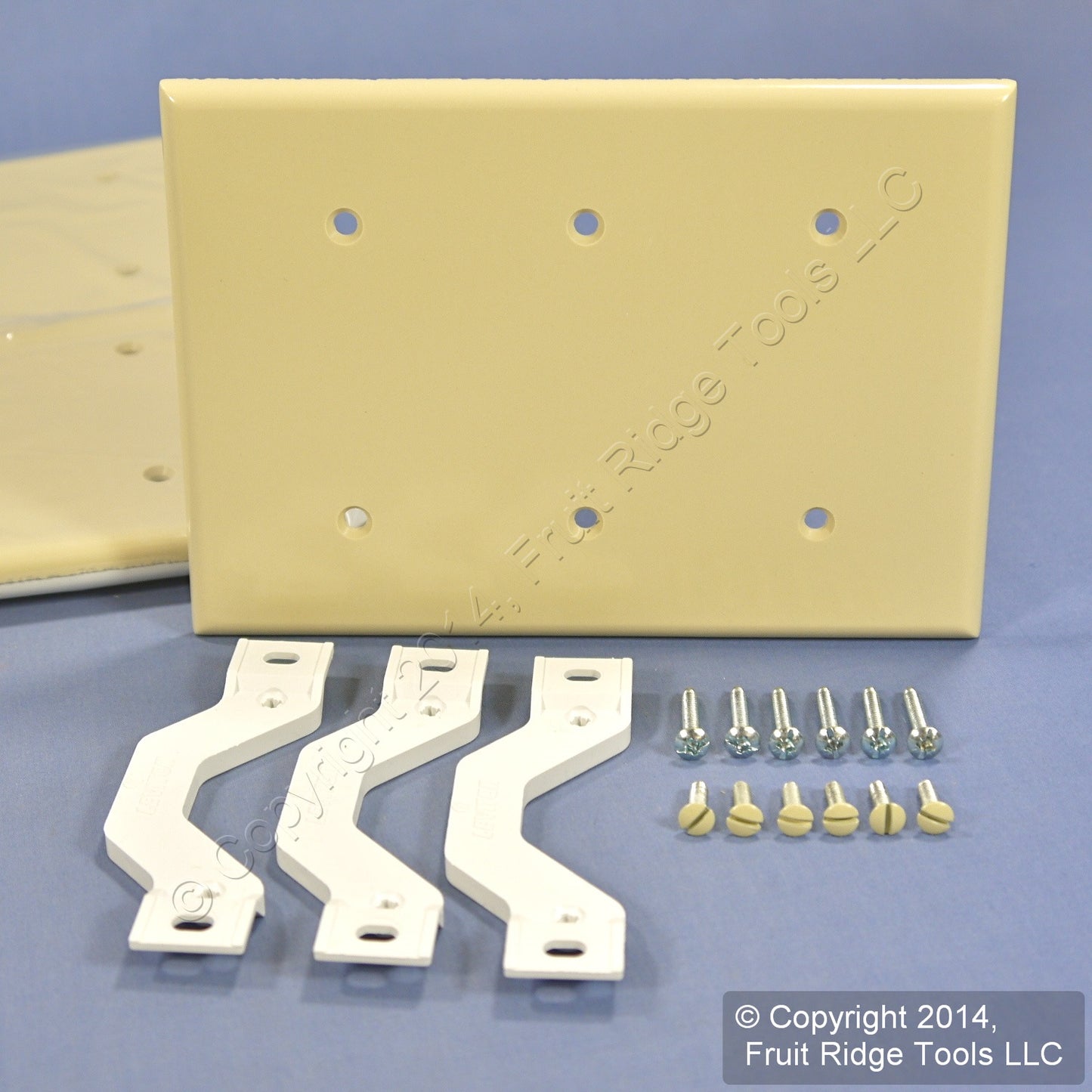 Leviton 86035 Ivory 3-Gang Blank Plastic Wallplate Covers Strap Mount 5-Pack