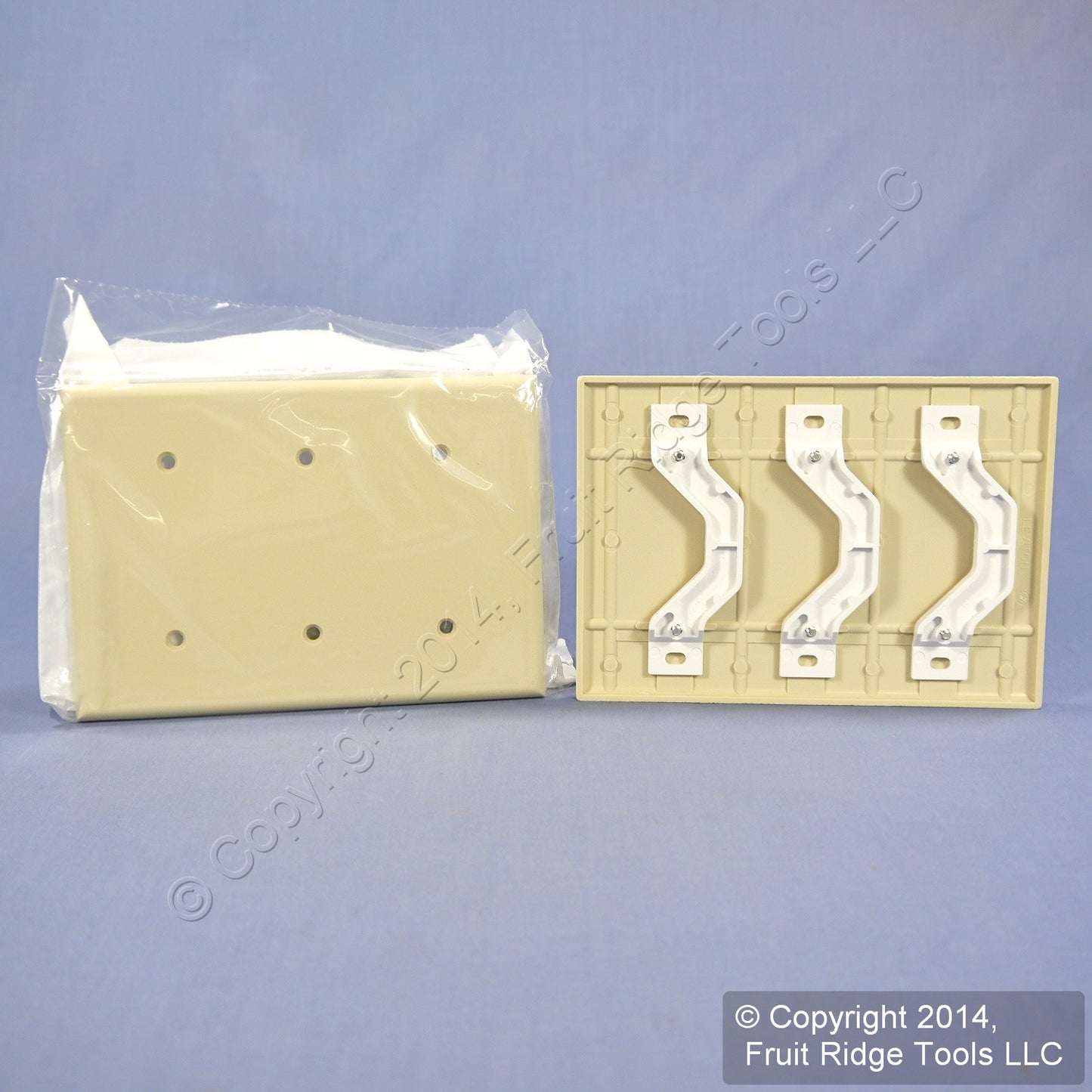 Leviton 86035 Ivory 3-Gang Blank Plastic Wallplate Covers Strap Mount 5-Pack