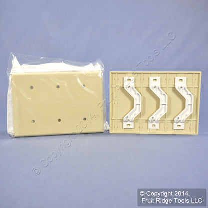Leviton 86035 Ivory 3-Gang Blank Plastic Wallplate Covers Strap Mount 5-Pack