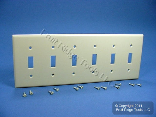 Leviton 86036 Ivory 6-Gang Toggle Switch Plastic Standard Wallplate Cover Plate