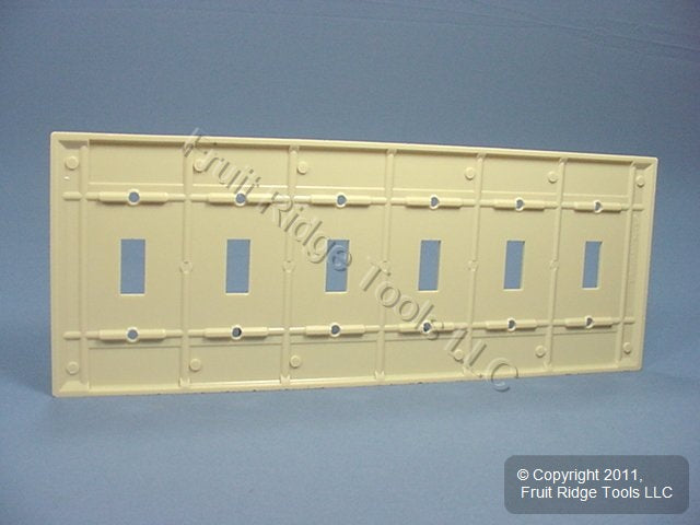 Leviton 86036 Ivory 6-Gang Toggle Switch Plastic Standard Wallplate Cover Plate