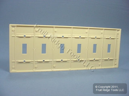 Leviton 86036 Ivory 6-Gang Toggle Switch Plastic Standard Wallplate Cover Plate