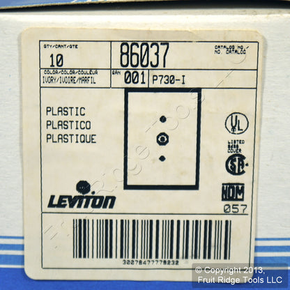 Leviton 86037 Ivory Cable Outlet Wallplates Telephone .625" Strap Mount 10-Pack