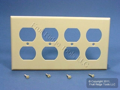 Leviton Ivory 4-Gang Outlet Cover Duplex Receptacle Plastic Wallplate 86041