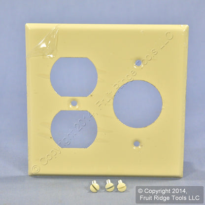 Leviton 86046 Ivory 2-Gang Painted Metal Combo 1.406" Receptacle Outlet Cover