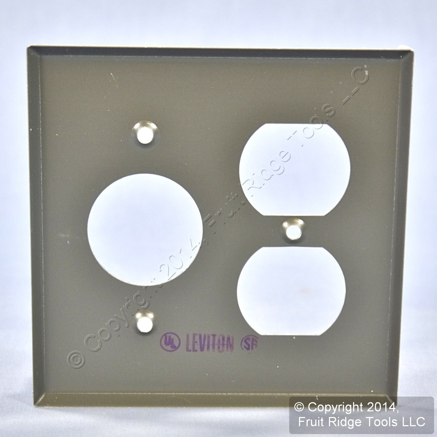 Leviton 86046 Ivory 2-Gang Painted Metal Combo 1.406" Receptacle Outlet Cover